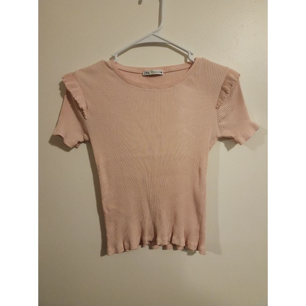 Zara Ribbed Short Sleeve Top